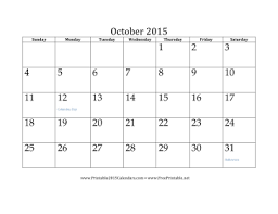 Printable October 2015 Calendar