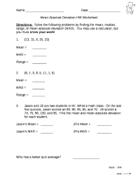 In this worksheet, we will practice finding and interpreting the mean absolute deviation. Mean Absolute Deviation Hw Worksheet Answers Doc Template Pdffiller