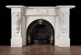 19th Century Carved Marble Fireplace