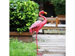 Tall Metal Pink Flamingo Garden Statues
