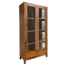 Solid Wood Book Shelf With Glass Doors