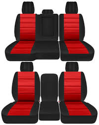 Front Back Car Seat Covers Blk Red Fits