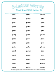 5 letter words that start with g image