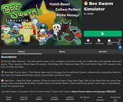You can get its link on the roblox game . Bee Swarm Leaks Ø¹Ù„Ù‰ ØªÙˆÙŠØªØ± 1 Go To The Bee Swarm Game Page 2 Click Onett S Name 3 Go To Onett S Profile 4 Scroll Down To Groups And Click Bee Swarm Simulator