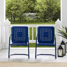 Crosley Furniture Bates 2pc Outdoor Metal Chair Set Navy 2 Armchairs
