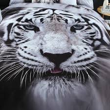 3d animal duvet cover white tiger