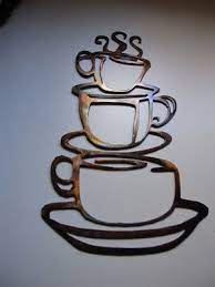 Stacked Coffee Cups Large Metal Wall