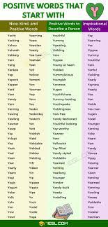 positive words that start with y in