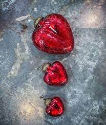Red Mini Mercury Glass Heart Ornaments