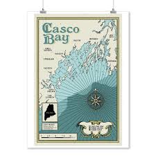 Details About Casco Bay Maine Nautical Chart Art Posters Wood Metal Signs Totes