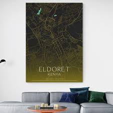 Generic Eldoret Gold Map Wall Art And
