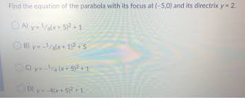 Ewuation Of The Parabola Its Focus Ag