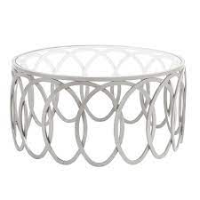Remy Round Glass Silver Loops Coffee Table