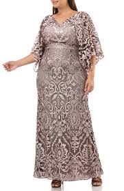 Embroidered Lace Evening Dress