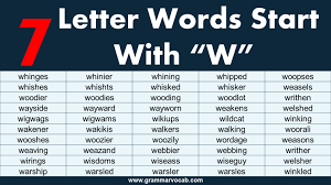 seven letter words starting with w