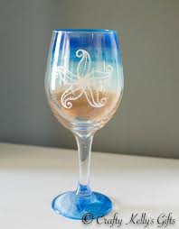 Hand Painted Starfish 3d Wine Glass