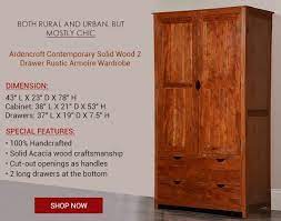 This impressive and unique armoire or wardrobe closet will be your solution to. Ardencroft Rustic Solid Acacia Wood Large Armoire Wardrobe With Drawer Wardrobe Armoire Armoire Rustic Style Bedroom