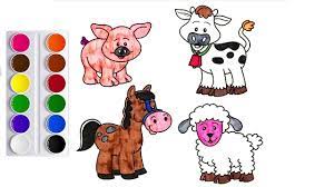 Nhạc Thiếu Nhi Tranh Tô Màu Con Ngựa Con Bò Con Lợn Con Cừu Cho Bé |  Colored Painting for Kids | hình tô màu cho bé