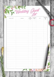 aesthetic wedding guest list template pdf