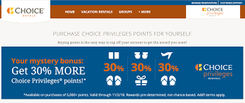 Choice Privileges Buy Points 20 To 40 Bonus To Nov 2