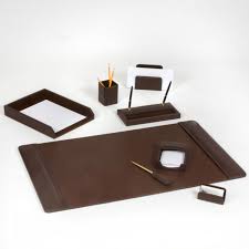 Our executive desk collection features desks that are 61 wide and up. Office Accessories Plus Leather Desk Set Base 8 Piece Chocolate Brown Gold Office Accessories Plus