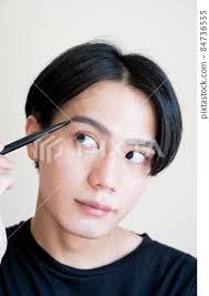 men s makeup eyebrows stock photo