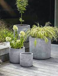 Grey Round Brockwell Cement Planter