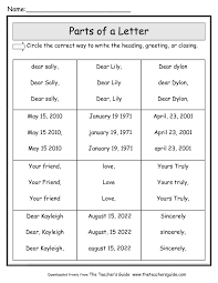 Friendly Letter Worksheets From The Teachers Guide