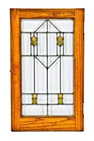 Oak Wood Cabinet Door With Leaded Art Glass