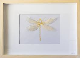 Golden Insect Dragonfly Sculpture By