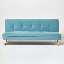 laurie velvet clack sofa bed blue