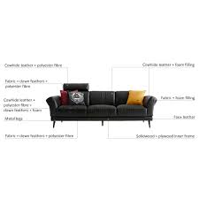p leather 3 seater sofa black