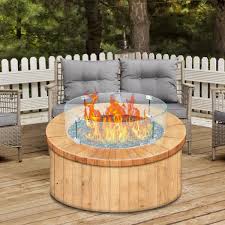 Vevor Fire Pit Wind Guard 23 X 23 X 8 In Glass Flame Guard 1 4 In Thick Round Glass Shield Clear