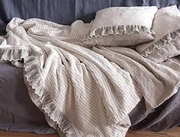 Ruffle Linen Duvet Set Lace Bedding Set