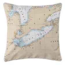 Island Girl Great Lakes Lake Erie Nautical Chart Pillow