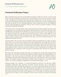 Reflection papers are different and unique compared to ordinary, such essays. Pastoral Reflection Paper Phdessay Com