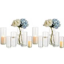 Glasseam Clear Glass Cylinder Vases Set