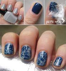 get marble nails with plastic wrap our