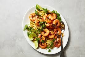 summer corn with ginger chile prawns
