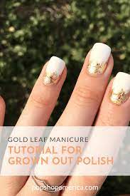 diy gold leaf manicure for grown out