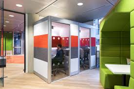 Loop phone booths are private soundproof pods designed for increasingly open work environments and a world that is on the go. Inside Autodesk S Sleek London Office Phone Booth Office Phone Booth Phone Booth Design
