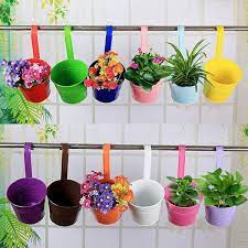 Agfabric Pink Metal Flower Pots Vertical Hanging Planters Iron Pots For Fence Decor And Balcony