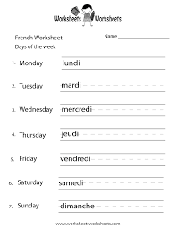 free printable french days of the week