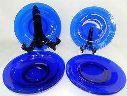 Cobalt Blue Glass 3 Salad Plates 3