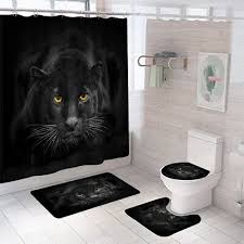 panther bathroom rug set shower curtain