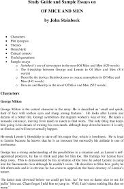 study guide and sample essays on of mice and men by john steinbeck dreams and reality in the novel of mice and men 552 words characters george