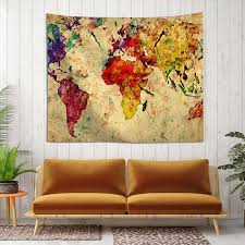 vintage world map wall hanging tapestry