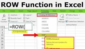 row function in excel formula