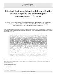 Insufficient intake of potassium, calcium, and. Pdf Effects Of Dextroamphetamine Lithium Chloride Sodium Valproate And Carbamazepine On Intraplatelet Ca2 Levels