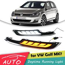 Us 68 24 25 Off Led Drl For Vw Golf Mk7 2013 Daytime Running Light Fog Lamp With Turn Signal In Car Light Assembly From Automobiles Motorcycles